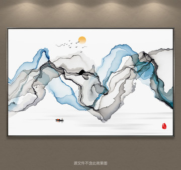 抽象水墨畫 新中式客廳水墨背景