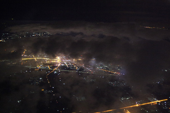 都市夜空 城市灯火 俯瞰