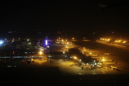 北京首都机场 夜景 俯瞰