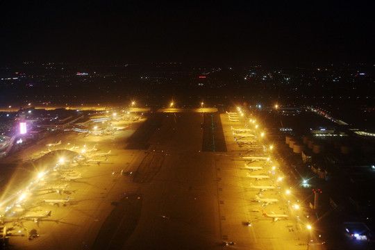 北京首都机场 夜景 俯瞰