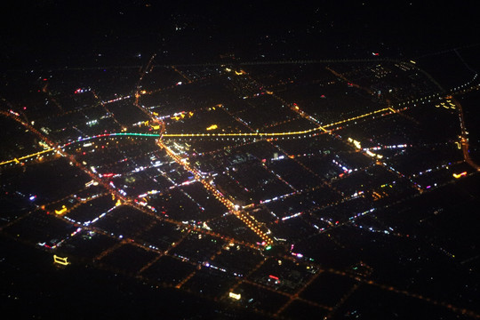 都市夜空 城市灯火 俯瞰