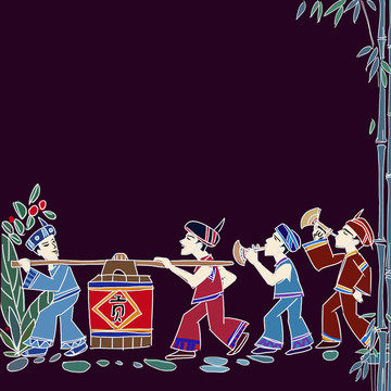 手繪少數(shù)民族男性
