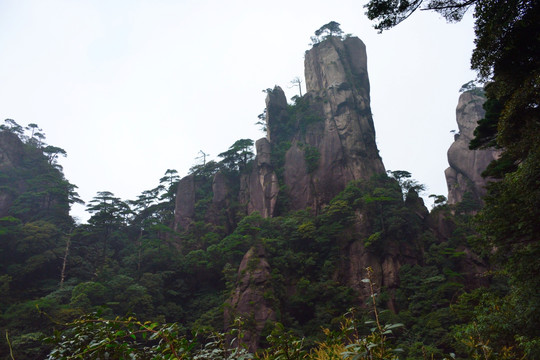 雾中的三清山 水墨山水画