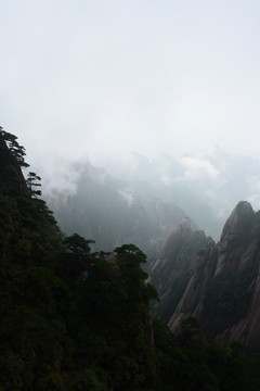 雾中的三清山 水墨山水画