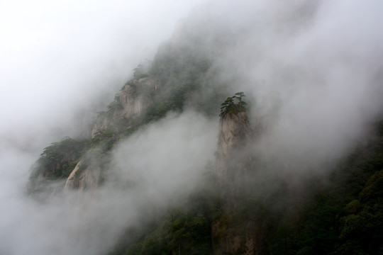 三清山风光摄影 雾中的三清山