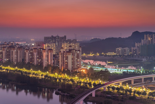 广州南沙自由贸易试验区都市夜景