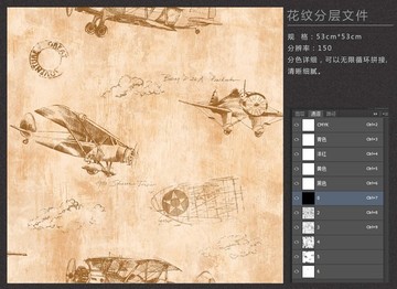 復(fù)古飛機(jī)花紋