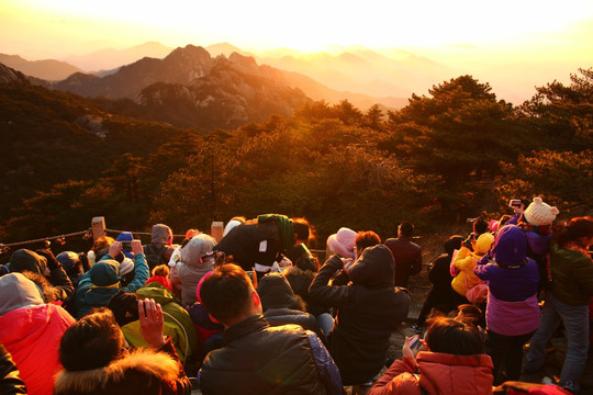 黄山落日