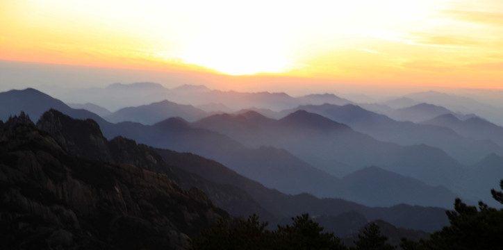 黄山落日