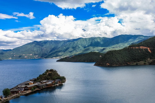 云南泸沽湖的风景