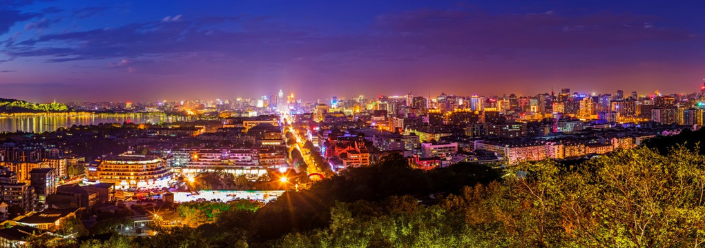 杭州城市夜景全景
