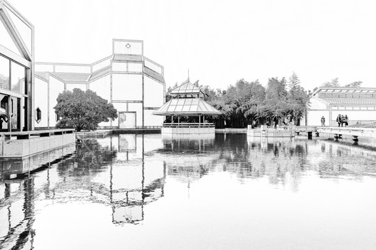 蘇州建筑線描 合成