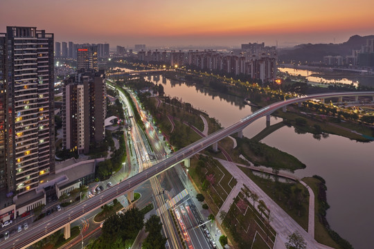 广州南沙自贸区风光夜景