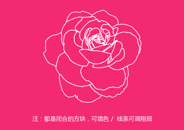 玫瑰花线描 月季花线描