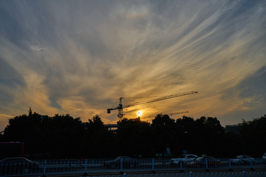 日落 夕阳 在建工程 高清大图