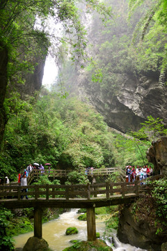 小桥 峡谷溪流 山谷河流