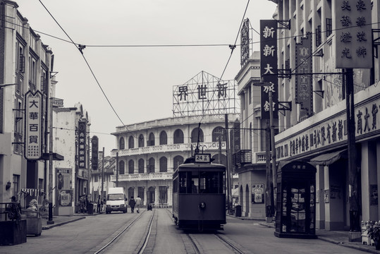 老上海铛铛车 老上海街景