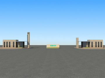 工廠大門效果圖3d模型源文件