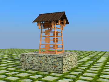 村莊路標(biāo)園林小品景觀模型3d