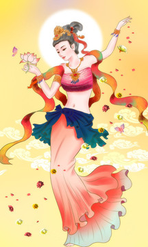飛天仕女玄關(guān)背景墻