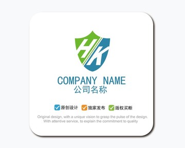 HK字母logo 盾牌標(biāo)志