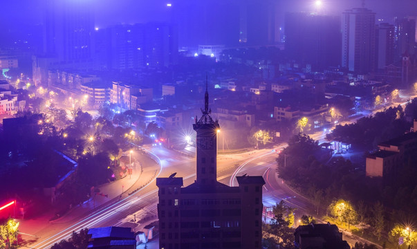 城市鸟瞰图 城市夜景