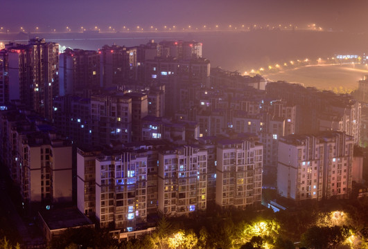 城市夜景 城市雾霭