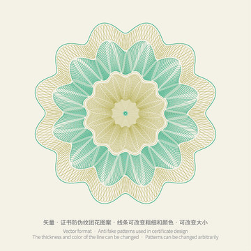 矢量證書券邊框防偽底紋版紋團(tuán)花