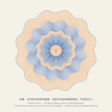 矢量證書(shū)券邊框防偽底紋版紋團(tuán)花