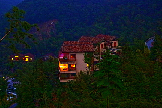 夜宿山林 夜景 万家灯火 森林