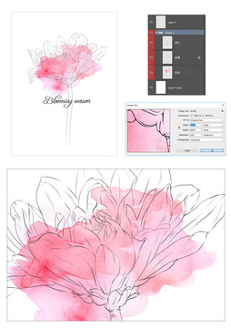 花卉手绘水墨晕染素材