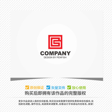字母GC印章形logo設(shè)計(jì)