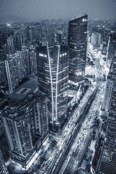 黑白城市建筑夜景