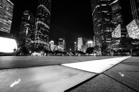 黑白城市建筑夜景
