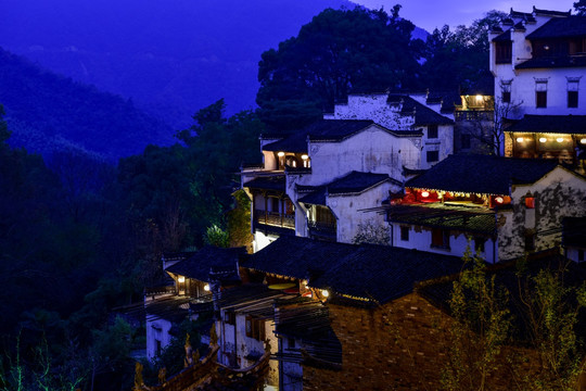 篁岭夜景 山村 乡村