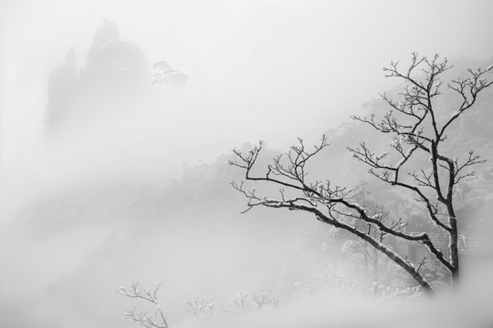 水墨雪山