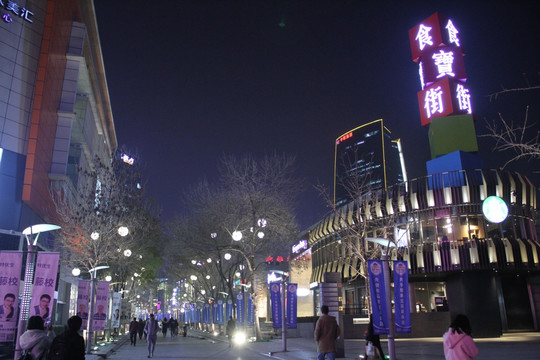 中关村步行街 食宝街 夜景