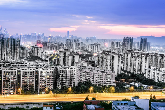 黑白城市建筑夜景