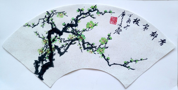 國(guó)畫(huà)綠梅花