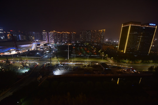 工地夜景 俯拍夜晚工地 施工现