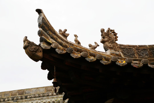 唐观音禅寺古建脊兽 脊兽 屋脊