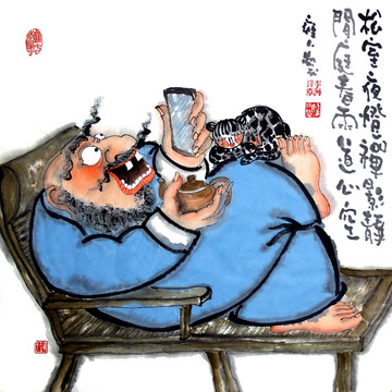 關(guān)中李瘋李海洋國畫禪意人物作品