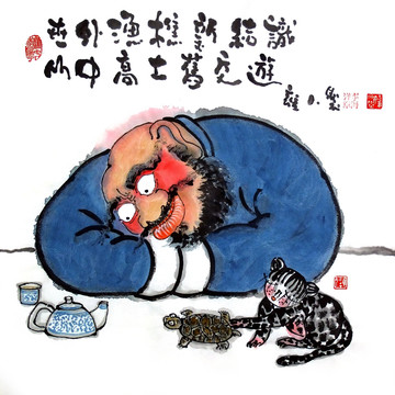 關(guān)中李瘋李海洋國畫禪意人物作品