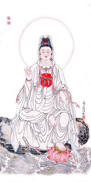 國畫水墨觀音菩薩