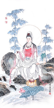 國畫水墨觀音菩薩