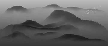 水墨遠(yuǎn)山 山水意境畫