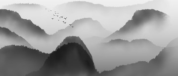 水墨遠(yuǎn)山 山水意境畫