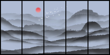 意境山水 水墨山水背景墻