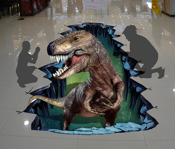 3D地板画恐龙