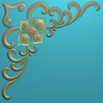 角花精雕圖 灰度圖 浮雕圖